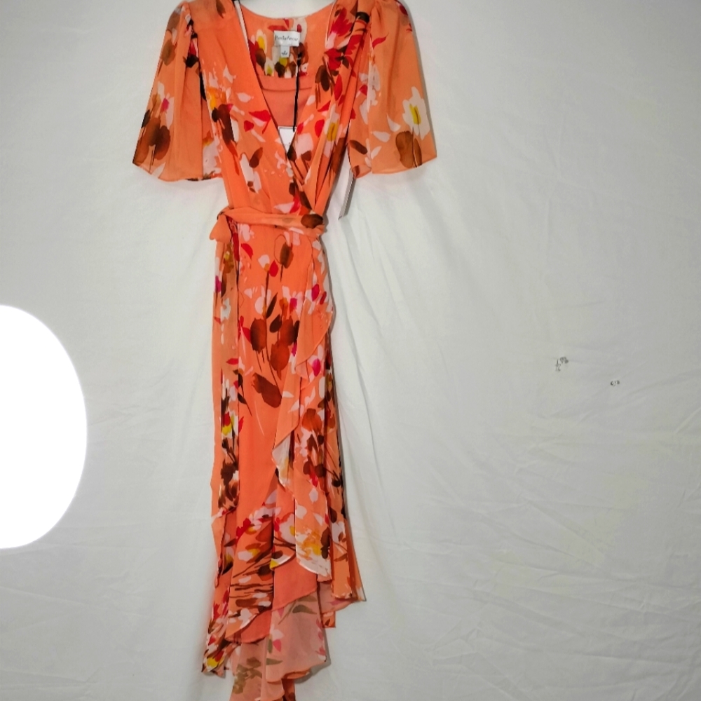 NWT Size 2 Wrap Peach Ruffle Beautiful Dress